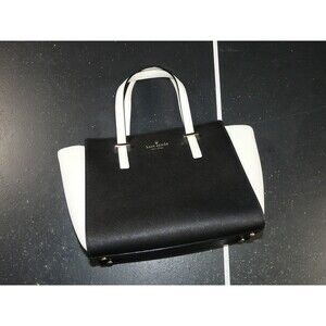 Kate Spade Cedar Street Small Hayden Leather Satchel Black White 10" x 7" x 5"